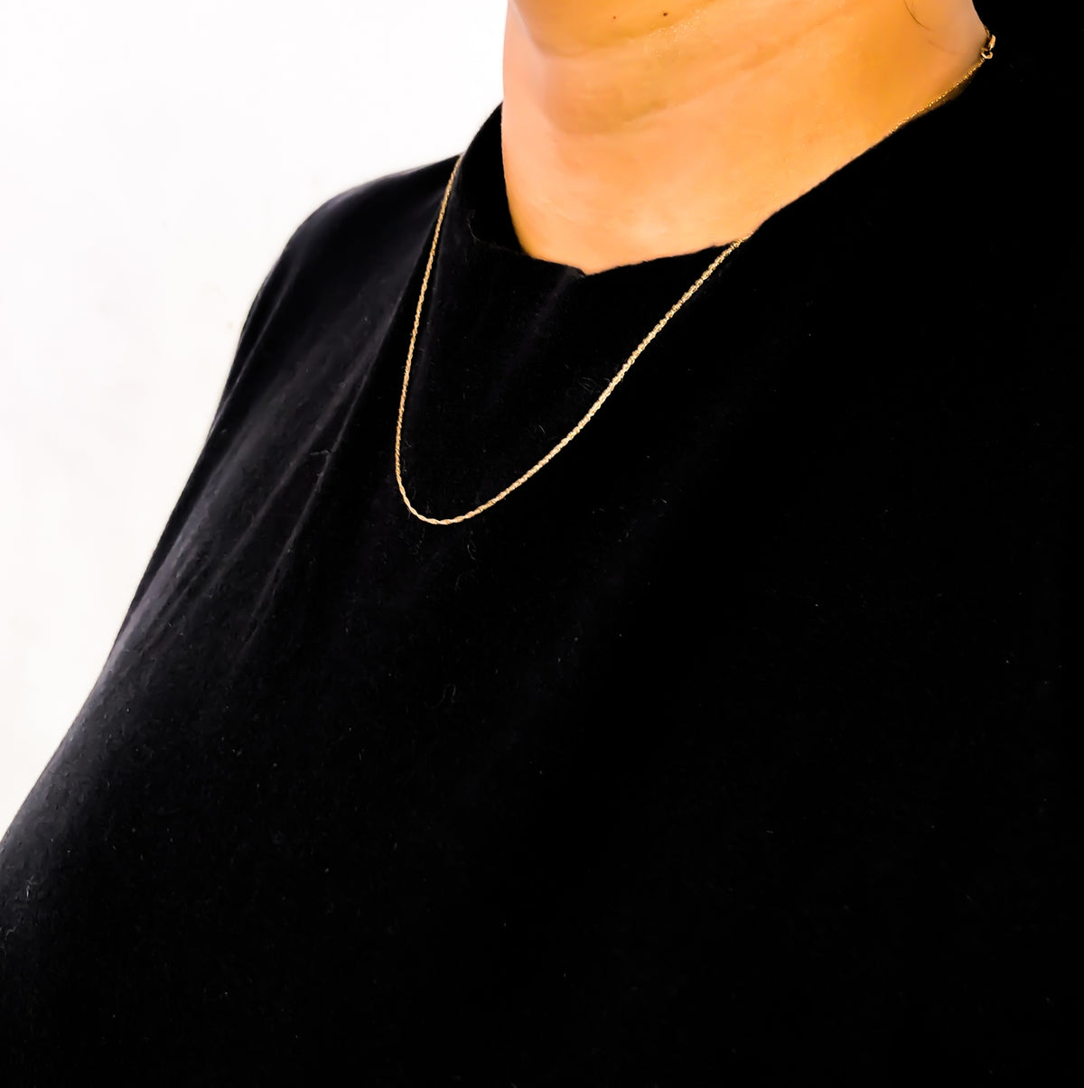 Solid 10K Gold Rope Chain 0.5mm with Spring Ring