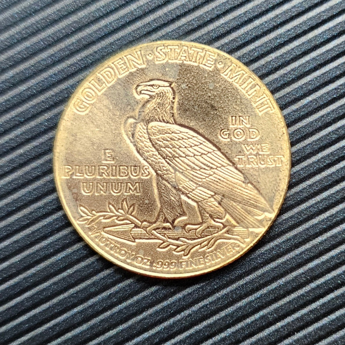 1/10 oz .999 Fine Silver Incuse Indian Round – Golden State Mint – Circulated