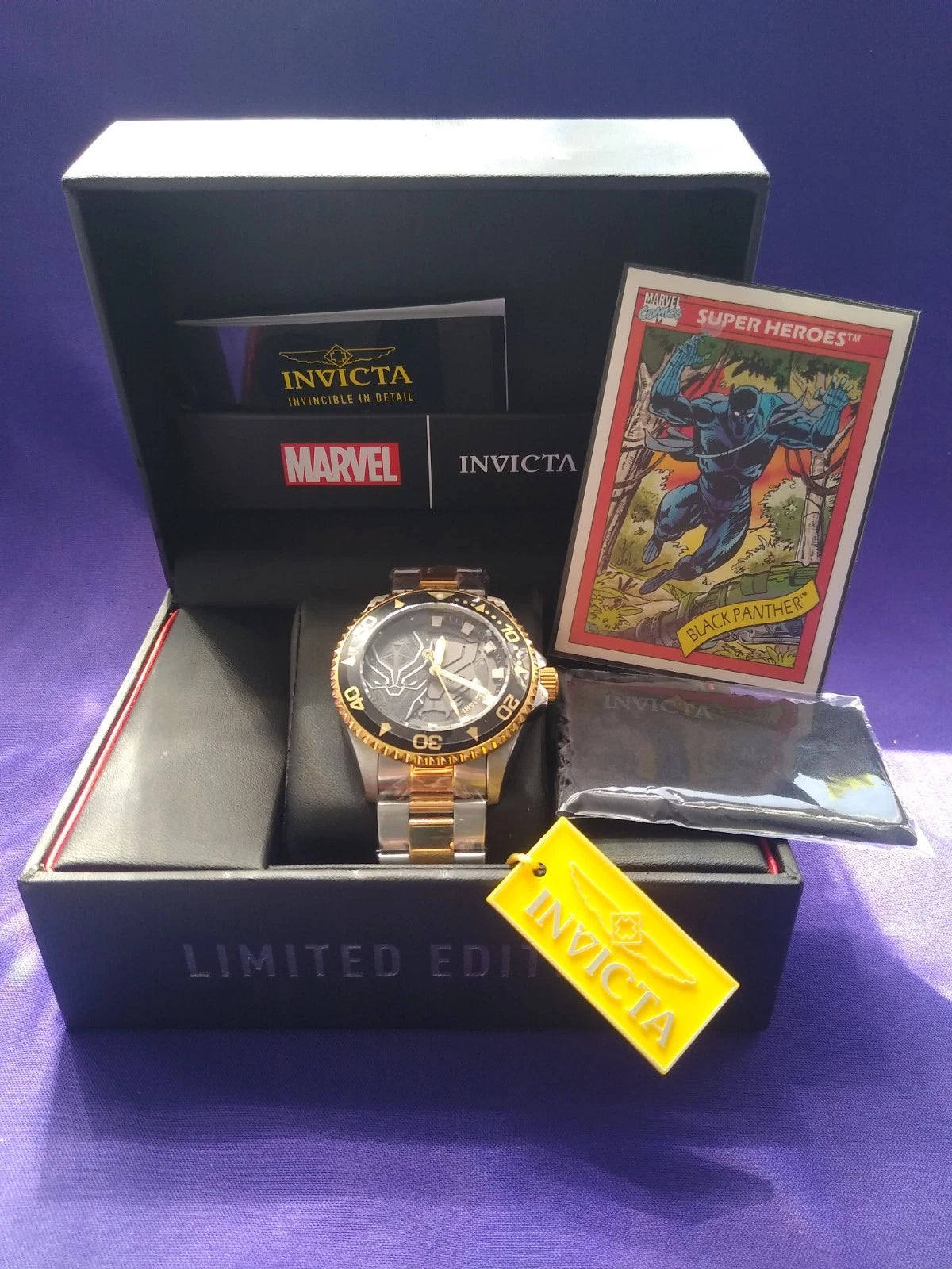 Invicta Marvel Black Panther Limited Edition Watch #854/3000 Model 29687 New w/ Tags Box & Card